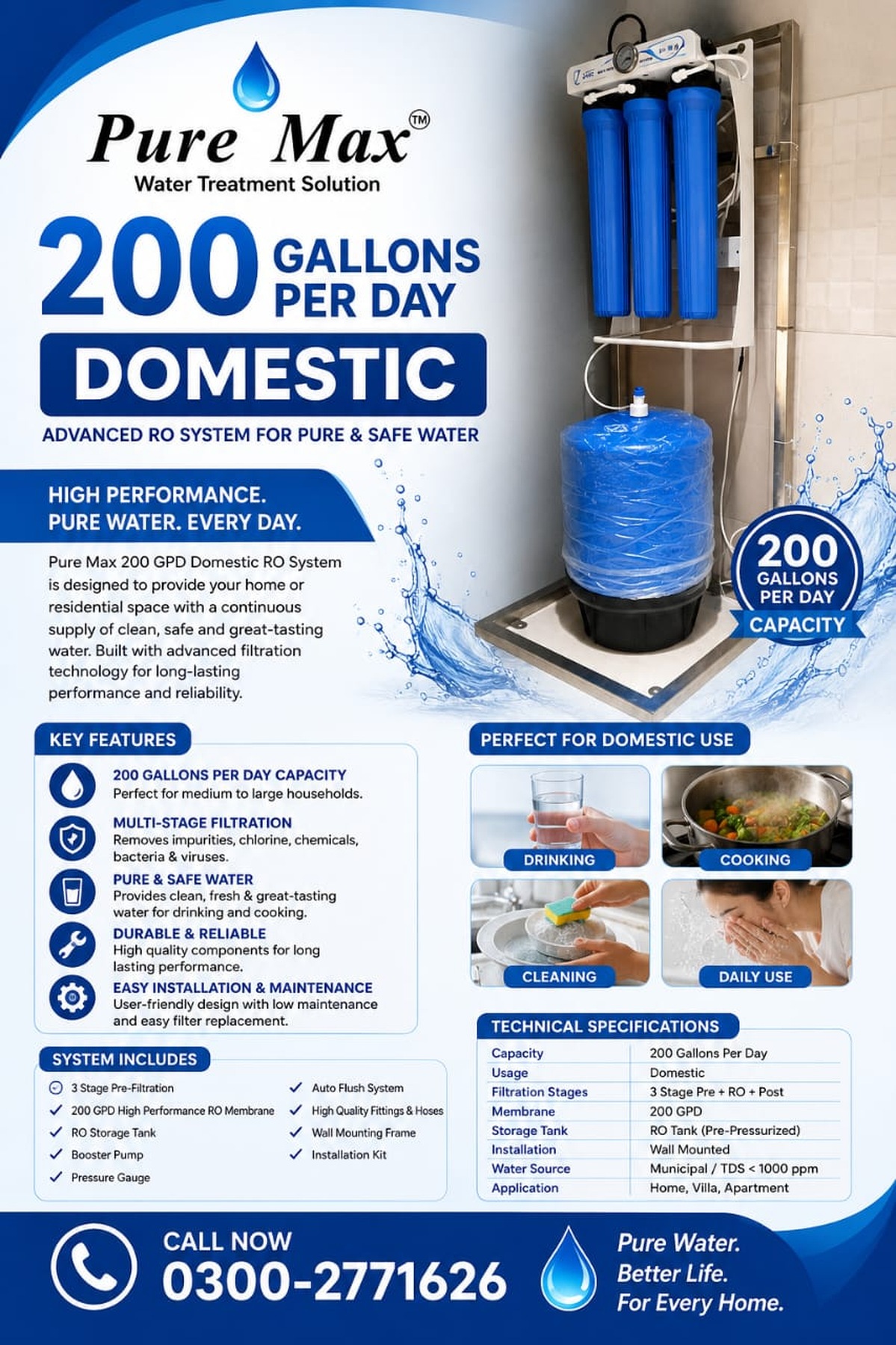 Domestic RO System 200 GPD