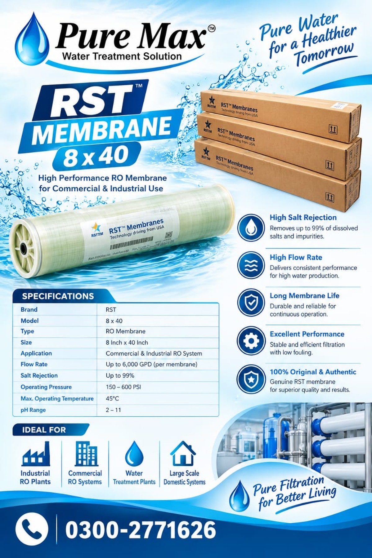 RST RO Membrane 8 × 40
